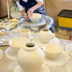 David and Margaret Frith at work at Brookhouse Pottery 2017